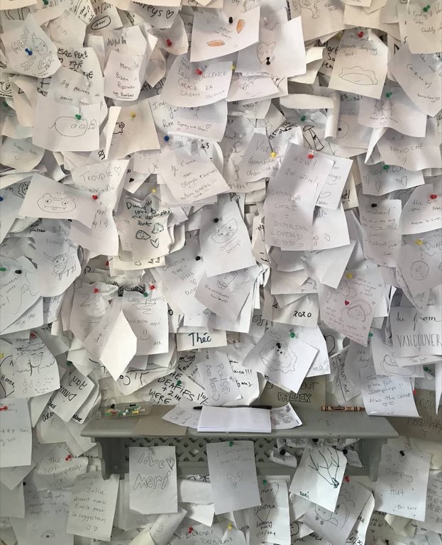 Notes from everywhere, Montreal, Vancouver, LA — messages from every table, wall to wall.